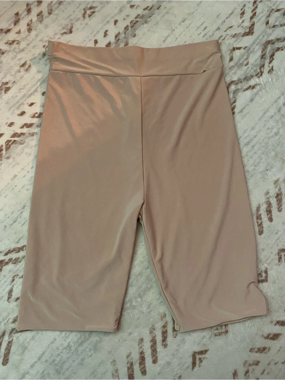NWT PrettyLittleThing Nude High Waisted Bike Shorts Size US 8 / UK 12 (Flawed)